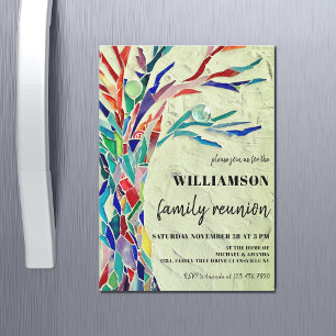 Invitation Magnétique Arbre familial rustique Famille Retrouvailles Vert