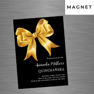 Invitation Magnétique Arc d'or noir Quinceanera luxe