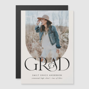 Invitation Magnétique Arc Moderne Simple Boho Trois Photo Graduation Mag