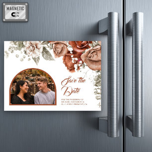 Invitation Magnétique Arche de mariage florale en terre cuite Photo cart