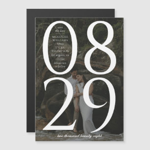 Invitation Magnétique Arrière - plan photo moderne Gras Grand Date Enreg