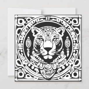 Invitation Magnétique Art de masque tribal de guerrier jaguar de style m
