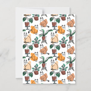 Invitation Magnétique Art de trait dessin chats et fleurs