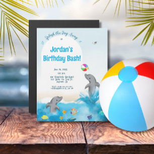 Invitation Magnétique Audacieux Dauphin Graphique amusant Ocean Volleyba