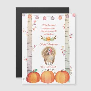 Invitation Magnétique Automne Arbres Citrouille Turquie Bon thanksgiving
