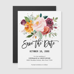Invitation Magnétique Automne Bourgogne Bourgogne Bourgeois Floral Bloss