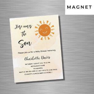 Invitation Magnétique Baby shower ici vient le fils soleil de luxe