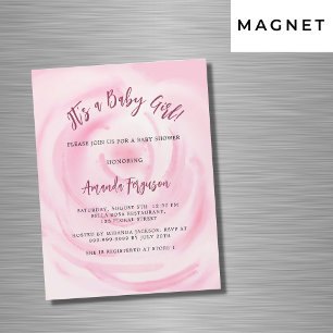 Invitation Magnétique Baby shower luxueux fille rose doux