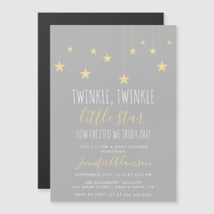 Invitation Magnétique Baby shower moderne Twinkle Little Star