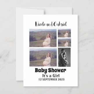 Invitation Magnétique Baby shower personnalisé 5 Collage photo