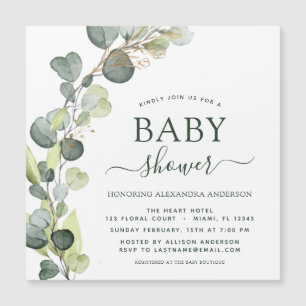 Invitation Magnétique Baby shower Verdure Eucalyptus Botanique Élégant