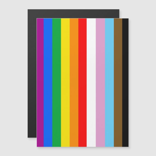 Invitation Magnétique Bandes du drapeau de progrès LGBTQ+ (Devant / Derrière)