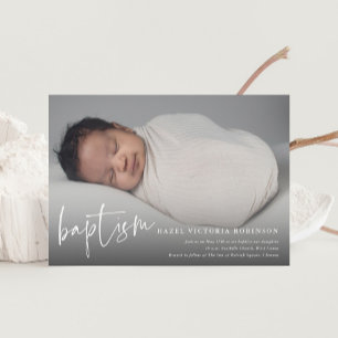 Invitation Magnétique Baptême & Christening de style écriture moderne re