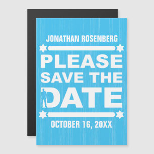 Invitation Magnétique Bar Mitzvah Type en gras Date à retenir Bleu Clair