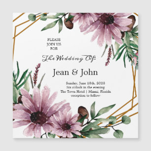 Invitation Magnétique Beau Mariage de fleurs de violet