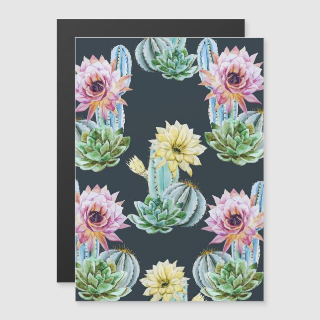 Invitation Magnétique Beau Motif Cactus (Devant / Derrière)