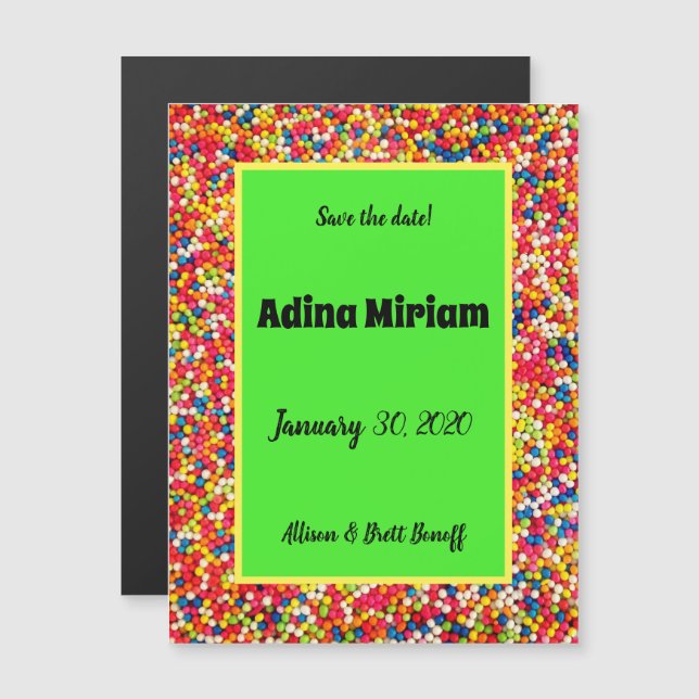 Invitation Magnétique Bébé Gumballs Sauvez l'aimant de la date (Devant / Derrière)