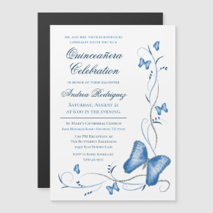 Invitation Magnétique Beurre bleu Quinceañera