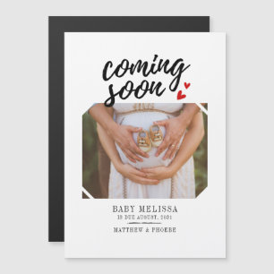 Invitation Magnétique Bientôt bébé fille grossesse