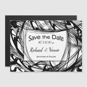 Invitation Magnétique Black and White Modern Enregistrer la date