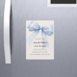 Invitation Magnétique Bleu crème beige luxe anniversaire