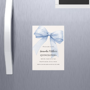Invitation Magnétique Bleu crème élégante Quinceanera luxe