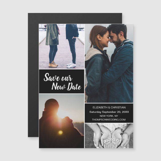 Invitation Magnétique Bleu Enregistrer notre nouvelle photo Modifier la  (Devant / Derrière)