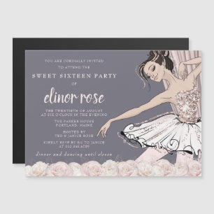 Invitation Magnétique Blush rose Ballerina Sweet 16 Party