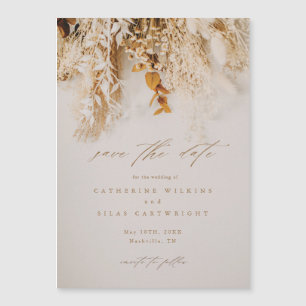 Invitation Magnétique Boho Automne Fleurs Mariage Enregistrer La Date