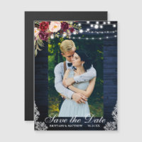 Bois bleu rustique Lumières florales dentelle Enre