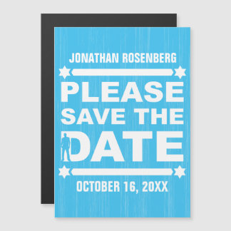 Invitation Magnétique Bold Type Bar Mitzvah Date à Sauvegarder Bleu Clai