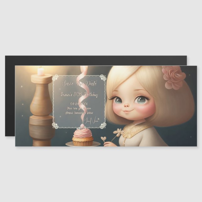 Invitation Magnétique Bonne fille anniversaire 01 (Devant / Derrière)