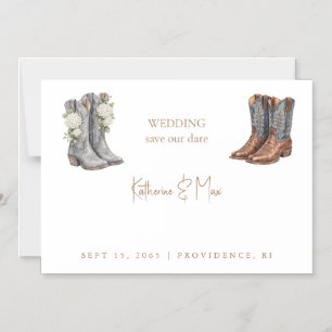 Invitation Magnétique Bottes de Cowboy Mariage Enregistrer la Date