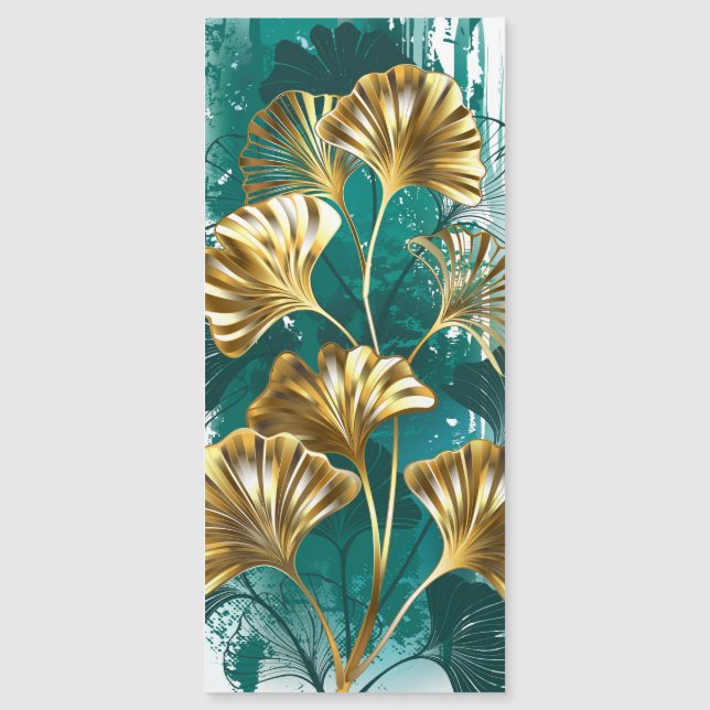 Invitation Magnétique Branch with Golden Leaves Ginko Biloba (Devant)