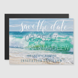 Invitation Magnétique Breaking Waves Tropical Beach Enregistrer la date
