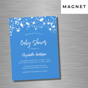 Invitation Magnétique Bright blue stars garçon baby shower de luxe