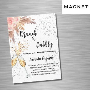 Invitation Magnétique Brunch Bubbly Fête des mariées blush pampas luxe