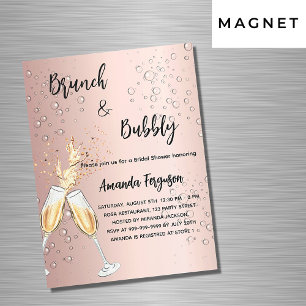 Invitation Magnétique Brunch Bubbly Fête des mariées roses bulles de lux
