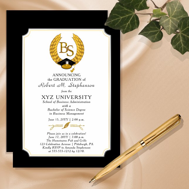 Invitation Magnétique BS - Diplôme de Licence en Sciences Collège Gradua ("BS" Bachelor of Science Degree College Graduation Magnetic Announcement | Party Invitation)
