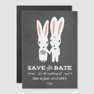 Invitation Magnétique Bunnies Mariage Chalkboard Style Enregistrer la da
