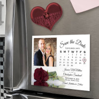 Burgundy Rose Calendrier Photo Enregistrer la date