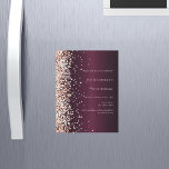Invitation Magnétique Burgundy rose or prime anniversaire<br><div class="desc">Pour un 21ème anniversaire élégant (ou tout âge). Une couleur arrière - plan bordeaux. Décoré de confettis d'or rose. Personnalisez et ajoutez un nom,  un âge et des détails de la fête.</div>