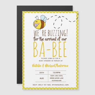 Invitation Magnétique BUZZING Pour l'ARRIVÉE de BA BEE Baby shower Jaune