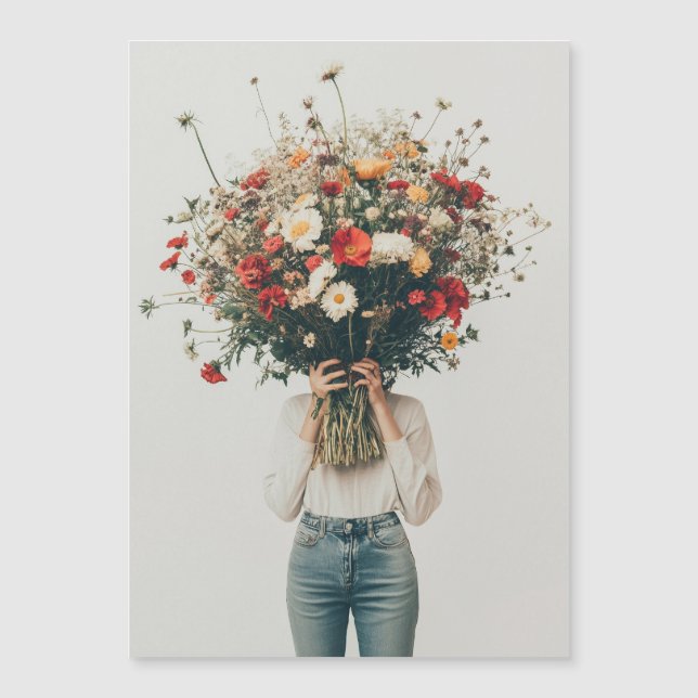 Invitation Magnétique Caché derrière les fleurs (Devant)