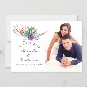 Invitation Magnétique Cactus Succulentes de Désert à l'Aquarelle Enregis