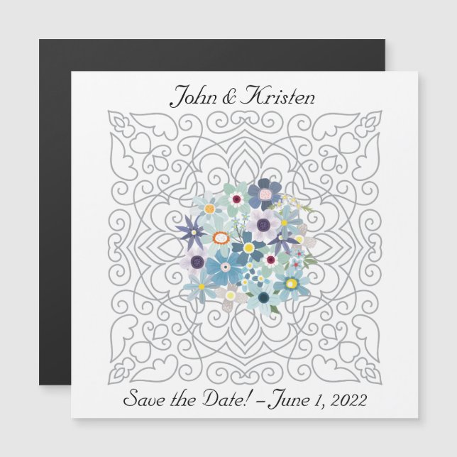 Invitation Magnétique Cadre victorien de sauvegarde de date antique avec (Devant / Derrière)