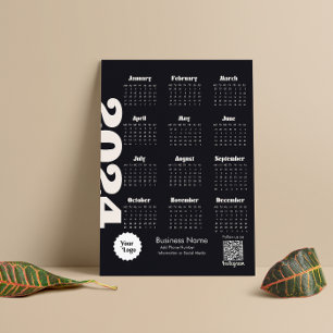 Invitation Magnétique Calendrier 2024 Instagram noir et blanc Suivez-nou