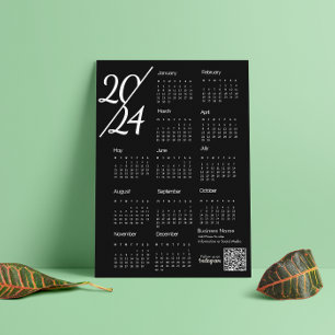 Invitation Magnétique Calendrier 2024 Instagram noir et blanc Suivez-nou