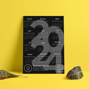 Invitation Magnétique Calendrier 2024 Instagram noir et blanc Suivez-nou