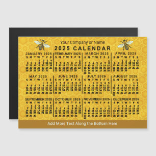 Invitation Magnétique Calendrier 2025 Année Bee Honeycomb Apiary Custom